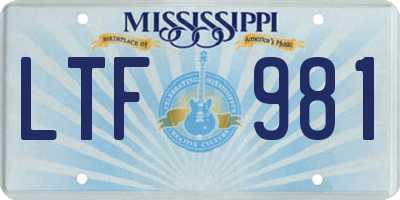 MS license plate LTF981
