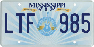 MS license plate LTF985
