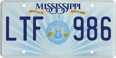 MS license plate LTF986