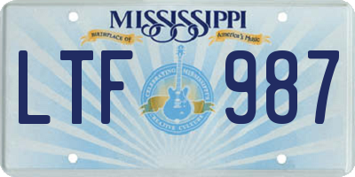 MS license plate LTF987