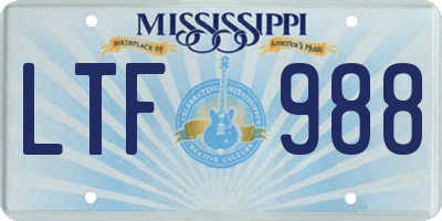 MS license plate LTF988