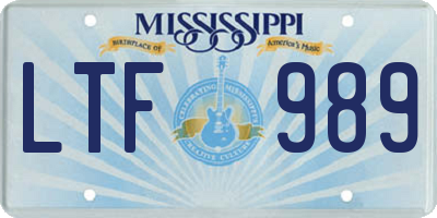 MS license plate LTF989