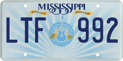 MS license plate LTF992