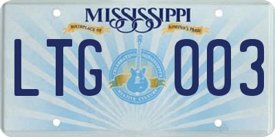 MS license plate LTG003
