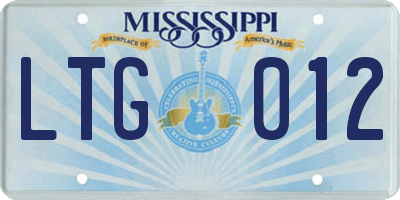 MS license plate LTG012
