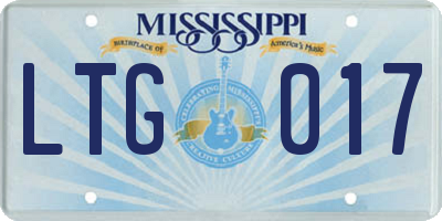 MS license plate LTG017