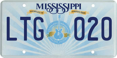 MS license plate LTG020