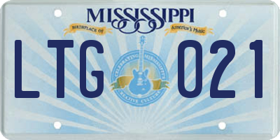MS license plate LTG021