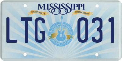MS license plate LTG031