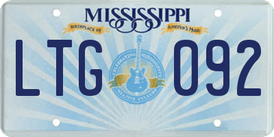 MS license plate LTG092
