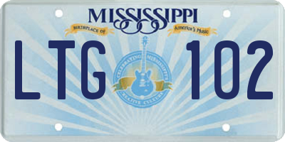 MS license plate LTG102
