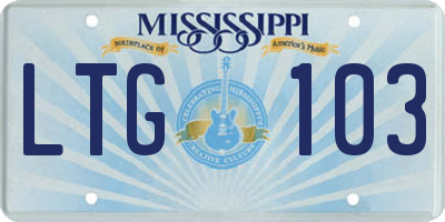 MS license plate LTG103