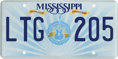 MS license plate LTG205