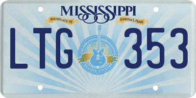 MS license plate LTG353