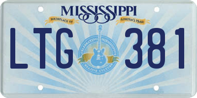 MS license plate LTG381