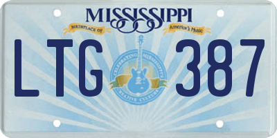 MS license plate LTG387