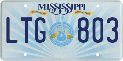 MS license plate LTG803