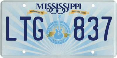MS license plate LTG837