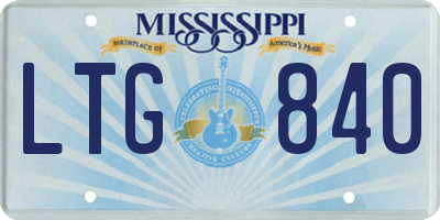 MS license plate LTG840