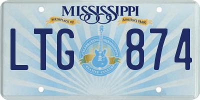 MS license plate LTG874