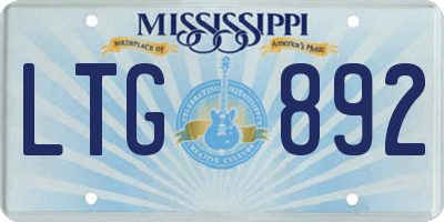 MS license plate LTG892