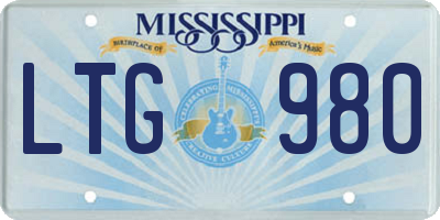 MS license plate LTG980
