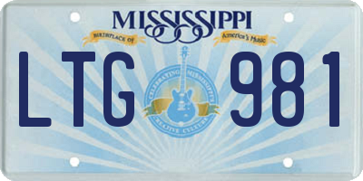 MS license plate LTG981