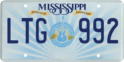 MS license plate LTG992