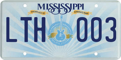 MS license plate LTH003