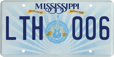 MS license plate LTH006