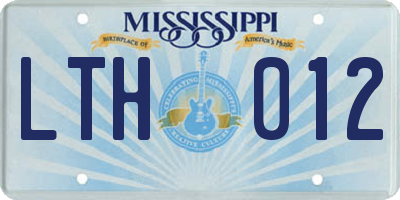 MS license plate LTH012