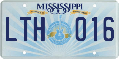 MS license plate LTH016