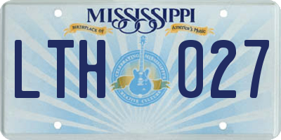 MS license plate LTH027