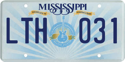 MS license plate LTH031