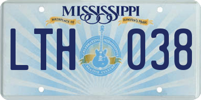MS license plate LTH038