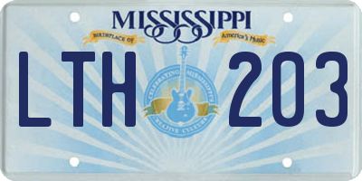 MS license plate LTH203