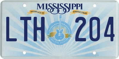 MS license plate LTH204
