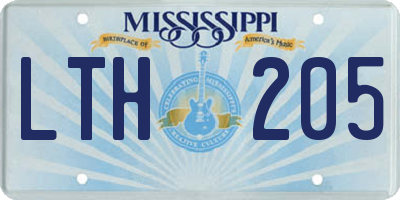 MS license plate LTH205
