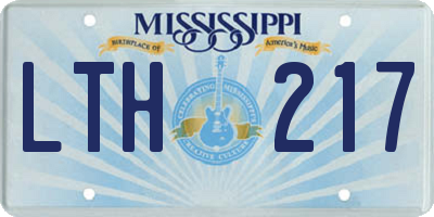 MS license plate LTH217