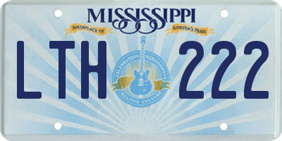 MS license plate LTH222