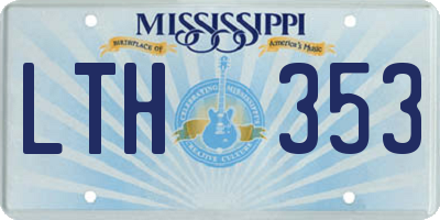 MS license plate LTH353