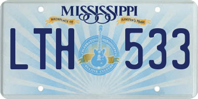 MS license plate LTH533