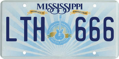 MS license plate LTH666