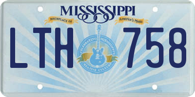 MS license plate LTH758