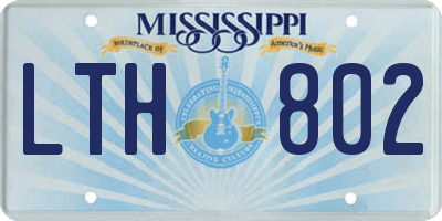 MS license plate LTH802