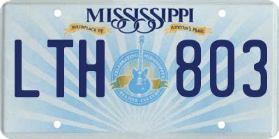 MS license plate LTH803
