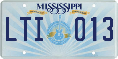 MS license plate LTI013