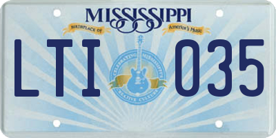 MS license plate LTI035