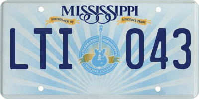 MS license plate LTI043