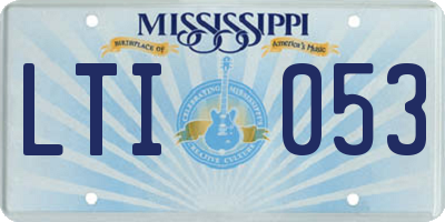 MS license plate LTI053